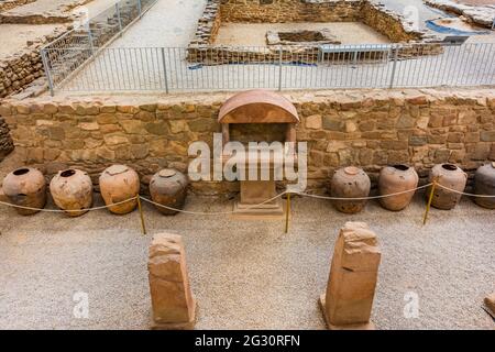 'Cella Vinaria' o cantina. Villa de las Musas - Villa Romana di Arellano. Arellano, Navarra, Spagna, Europa Foto Stock