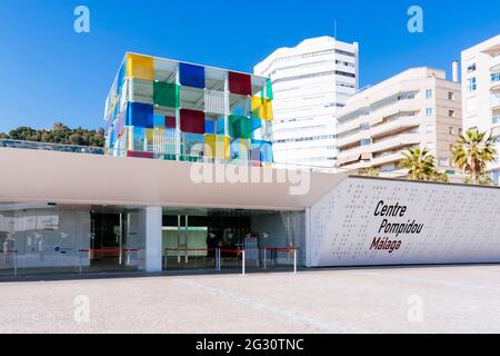 Il Centre Pompidou Málaga è una succursale del Centro Nazionale d'Arte e Cultura Georges Pompidou di Francia situato nello spazio chiamato Cube in t Foto Stock