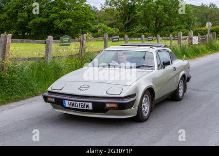 1980 80s ottanta argento Triumph TR7 1998cc benzina al 58th annuale Manchester - Blackpool Vintage & Classic Car Run ‘Touring Assembly Foto Stock