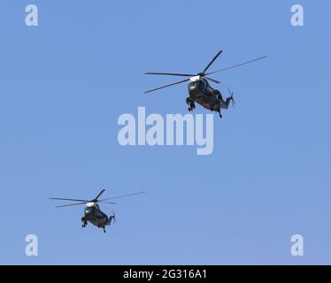 Il presidente DEGLI STATI UNITI Joe Biden Presidential Aviation Transport Landing at Heathrow Airport, London, UK, 13 giugno 2021, Photo by Richard Goldschmidt Foto Stock