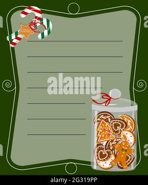 Biscotti di pan di zenzero in un vaso di vetro. Illustrazione di Natale. Illustrazione Vettoriale