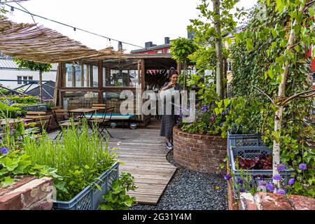 Urban Gardening sul tetto del Graace Hotel in Lussemburgo Foto Stock