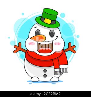 Illustrazione del materiale stampato di Snow Man su sfondo bianco. Per design, decorazione Illustrazione Vettoriale