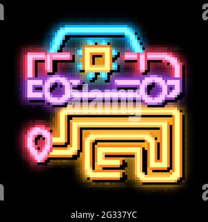 illustrazione dell'icona del neon glow del navigatore per auto Illustrazione Vettoriale