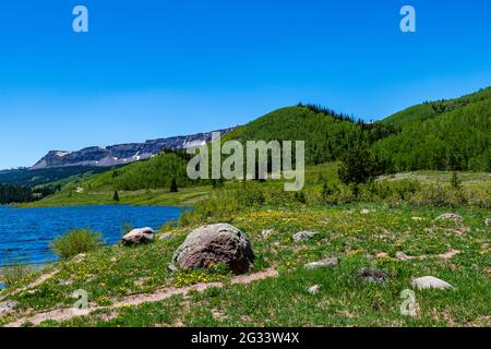 Bear Lake e Flattop Mountain Foto Stock