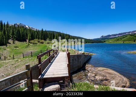 Bear Lake e Flattop Mountain Foto Stock