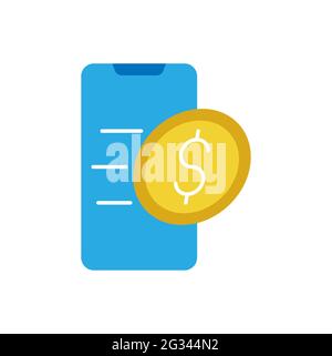 Icona del pagamento mobile digitale - Illustrazione vettoriale. Moderno sistema di pagamento mobile con icona smartphone concetto di progettazione vettoriale per pagamento online, finanza e Mob Illustrazione Vettoriale