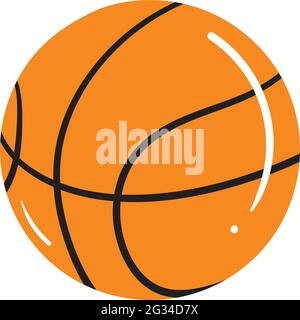 Basketball Vector isolato su sfondo bianco. Grafici di illustrazione del libro dei bambini. Grafica vettoriale sportiva. Illustrazione Vettoriale