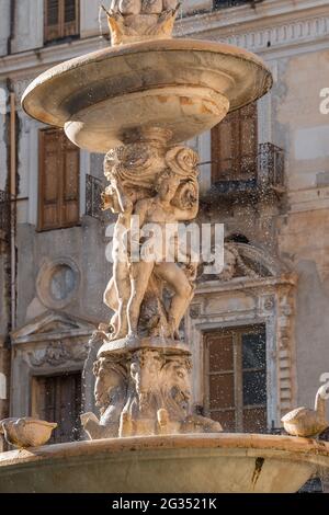 La Fontana Pretoria o Fontana Pretoria a Palermo, Sicilia, Italia Foto Stock