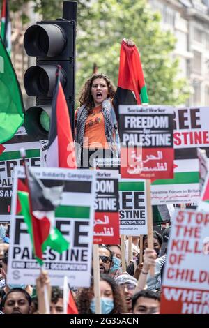 Libera Palestina protesta fuori Downing Street, Londra, UK FOTO:JEFF GILBERT 12 giugno 2021. Whitehall London, Regno Unito Foto Stock
