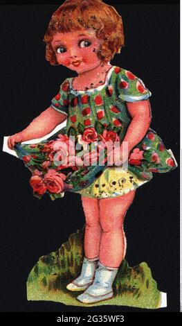 kitsch, stampe lucide, ragazza con fiori, cromolithograph, 20 ° secolo, Ritaglio, ritaglio, ritaglio, INFORMAZIONI-DI-AUTORIZZAZIONE-DIRITTI-AGGIUNTIVI-NON-DISPONIBILI Foto Stock