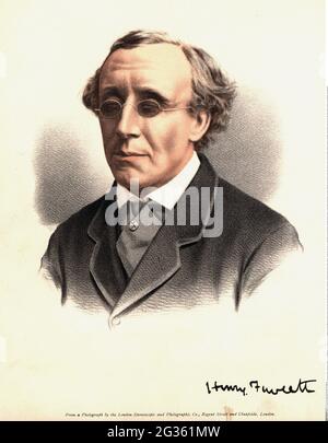 Fawcett, Henry, 26.8.1833 - 6.11.1884, economista e politico inglese, ADDITIONAL-RIGHTS-CLEARANCE-INFO-NOT-AVAILABLE Foto Stock