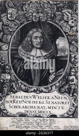 Welser von Neunhof, Sebald III, 21.3.1609 - 7.11.1660, commerciante tedesco, Sindaco di Norimberga 1659 - 1660, IL DIRITTO D'AUTORE DELL'ARTISTA NON DEVE ESSERE CANCELLATO Foto Stock