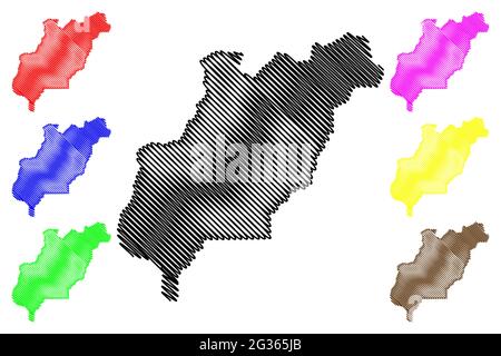 Douglas County, Stato di Washington (Stati Uniti, Stati Uniti d'America, Stati Uniti, Stati Uniti, Stati Uniti) mappa vettoriale illustrazione, schizzo scrimolo mappa Douglas Illustrazione Vettoriale