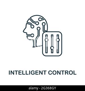 Icona della linea di controllo intelligente. Design creativo di contorni dalla collezione di icone di intelligenza artificiale. Icona sottile di controllo intelligente per l'infografica Illustrazione Vettoriale