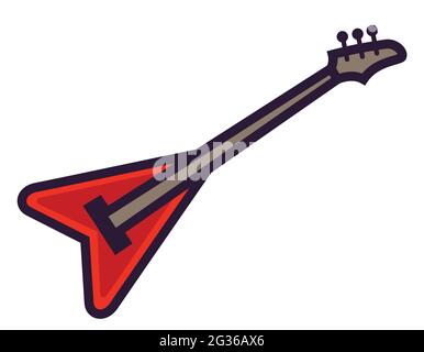 Chitarra elettrica in stile lineare. Strumento musicale rock. Illustrazione Vettoriale