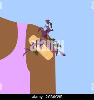 Stucco con fiori su una spalla umana. Illustrazione Vettoriale