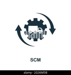 Icona SCM. Semplice elemento creativo. Icona SCM monocromatica riempita per modelli, infografiche e banner Illustrazione Vettoriale