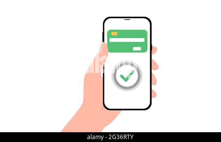 Smartphone portatile con sistema di pagamento online in un design piatto Illustrazione Vettoriale