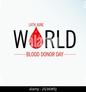 Illustrazione vettoriale di uno sfondo per la Giornata Mondiale del donatore di sangue. Foto Stock