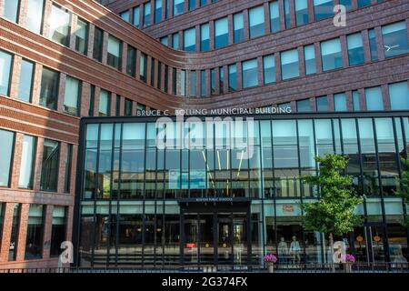 Bolling Municipal Building, 2300 Washington Street, Roxbury Boston Massachusetts USA Sasaki, in collaborazione con lo studio di design olandese Foto Stock