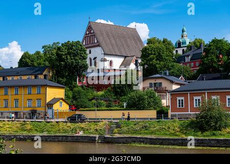 La cattedrale di Porvoo nella città di legno di Poorvo, Finlandia Foto Stock