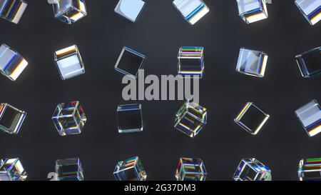 cubi rotanti in vetro 3d. Foto Stock