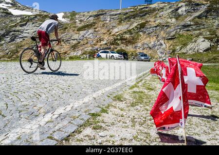 Svizzera, Tour de Suisse, Passo del Gottardo (Tremola) Foto Stock