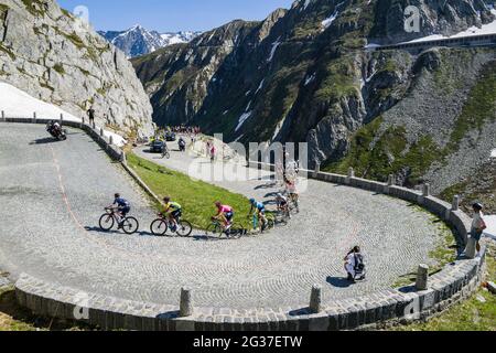 Svizzera, Tour de Suisse, Passo del Gottardo (Tremola) Foto Stock