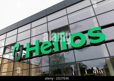 Helios Klinikum Krefeld, Logo sulla costruzione, Ospedale, Nord Reno-Westfalia, Germania Foto Stock