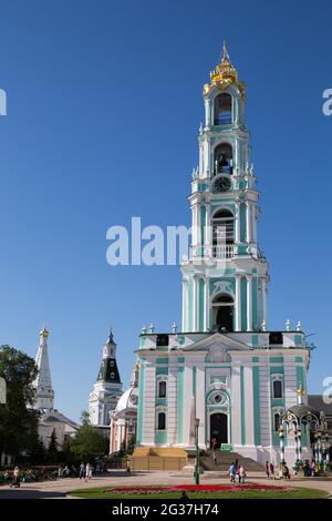 Campanile, la Santissima Trinità-San Sergius Lavra, anello d'Oro, Russia Foto Stock