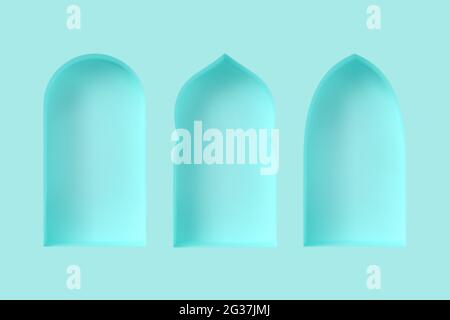Set di finestre 3d in stile arabo. Illustrazione Vettoriale