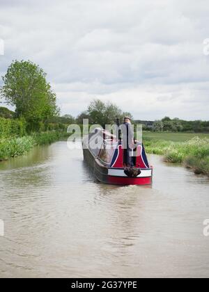 Una barca vintage sul canale di Oxford meridionale Foto Stock
