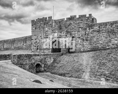 Il è del castello medievale di Carlisle e Fortezza, nella città di Carlisle, nella contea di Cumbria, nel nord-ovest dell'Inghilterra. Foto Stock