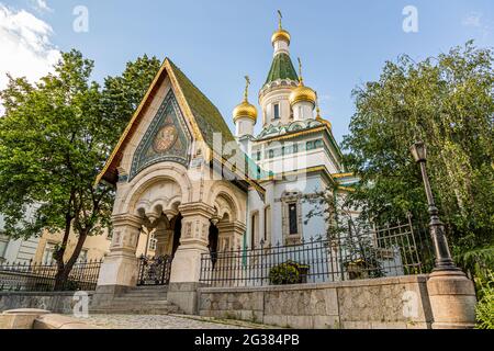 Chiesa russa 'Sveti Nikolay Mirlikiiski' a Sofia, Bulgaria Foto Stock