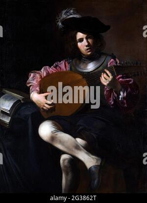 Il giocatore di Lute di Valentin de Boulogne (c..1591-1632), olio su tela, c.. 1625-26 Foto Stock