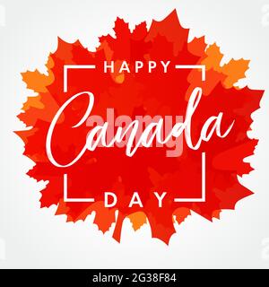 Happy Canada Day saluti creativi. Modello grafico astratto isolato. La Giornata Nazionale del Québec congrata concetto. Illustrazione Vettoriale