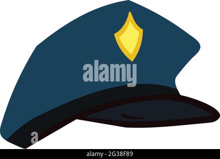 Police Hat Vector isolato su sfondo bianco. Grafici di illustrazione del libro dei bambini. Uniforme di grafica vettoriale del responsabile della polizia. Illustrazione Vettoriale