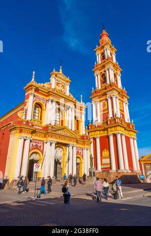 Cattedrale Basílica de San Francisco a Salta, torre della chiesa con 57 altezza più alta in Sud America, Provincia Salta, NW Argentina, America Latina Foto Stock