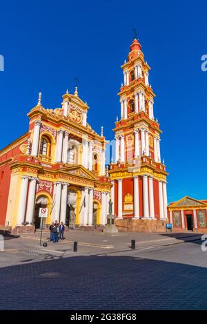 Cattedrale Basílica de San Francisco a Salta, torre della chiesa con 57 altezza più alta in Sud America, Provincia Salta, NW Argentina, America Latina Foto Stock