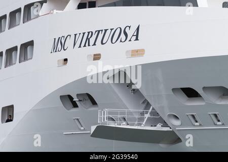 MSC Virtuosa, attraccato a Southampton. 16/05/2021 Foto Stock