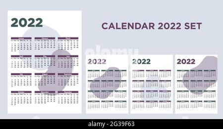 Set di modelli di progettazione per il calendario 2022 Illustrazione Vettoriale