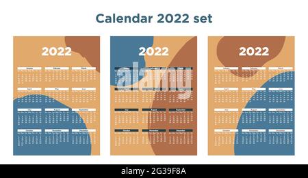 2022 insieme di calendario delle illustrazioni vettoriali Illustrazione Vettoriale