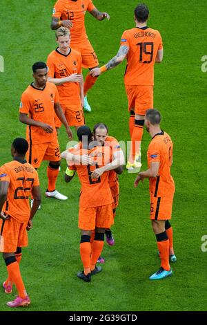 Tean Paesi Bassi durante la partita di calcio UEFA EURO 2020 Gruppo C tra Paesi Bassi e Ucraina il 13 giugno 2021 presso la Johan Cruijff Arena di Amsterdam. Credit: SCS/Soenar Chamid/AFLO/Alamy Live News Foto Stock
