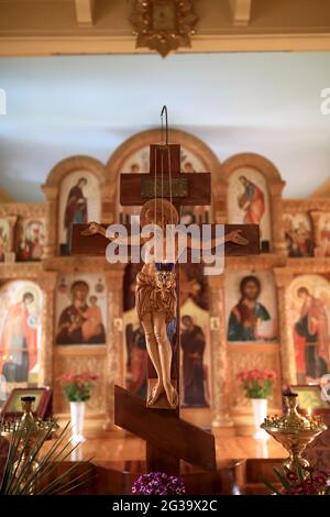 Interno Chiesa di Trasfigurazione nel Giardino Botanico Nikitsky, Crimea Foto Stock