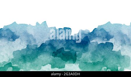 Sfondo astratto di acquerello con un gradiente dai colori verde a blu Foto Stock
