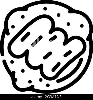 illustrazione vettoriale dei biscotti con l'icona della linea di burro di arachidi Illustrazione Vettoriale