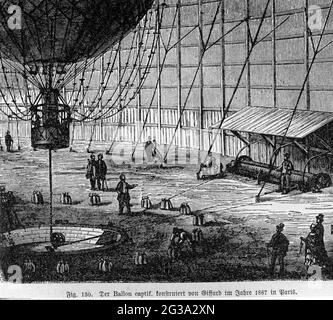 Giffard, Henry Jacques, 8.1.1825 - 14.4.1882, ingegnere francese e pioniere dell'aviazione, IL DIRITTO D'AUTORE DELL'ARTISTA NON DEVE ESSERE ELIMINATO Foto Stock