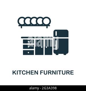 Icona Mobili cucina. Elemento semplice monocromatico dalla raccolta di pulizia. Creative Kitchen Furniture icona per il web design, modelli Illustrazione Vettoriale