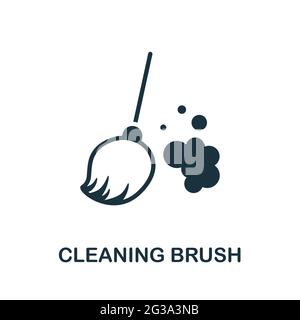 Icona spazzola di pulizia. Elemento semplice monocromatico dalla raccolta di pulizia. Creative Cleaning Brush icona per web design, modelli, infografiche e. Illustrazione Vettoriale
